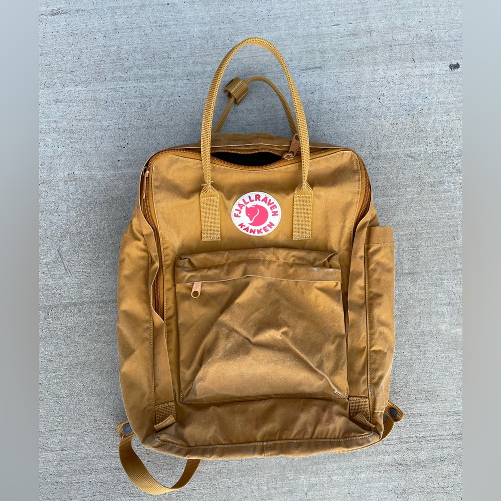 Mustard yellow Fjallraven Kanken laptop Backpack 17”